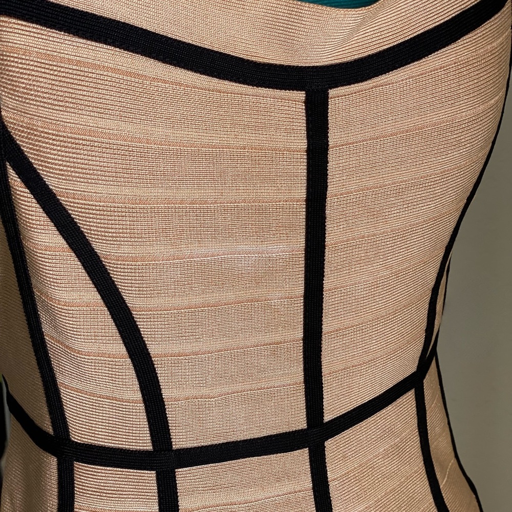 Herve Leger Tan and Black Maxi Bandage Dress Size M - Picture 5 of 7